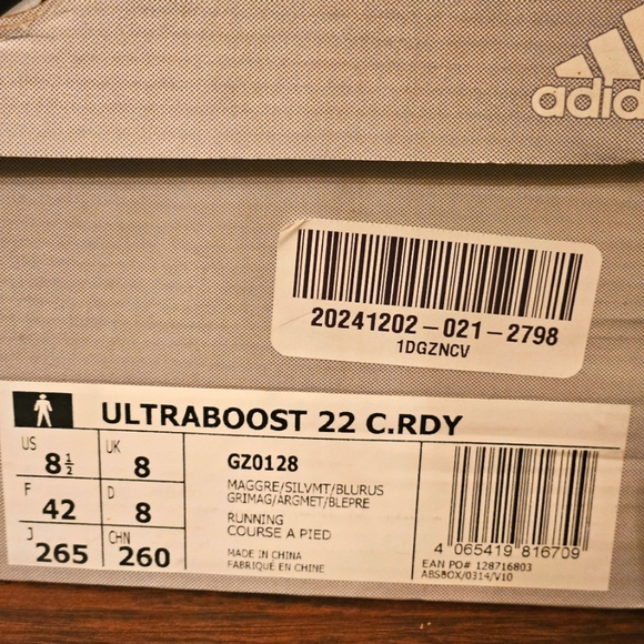 NEW Men's adidas UltraBOOST 22 Cold RDY Running Shoes GZ0128 Sz 8.5 Gray - Picture 12 of 14